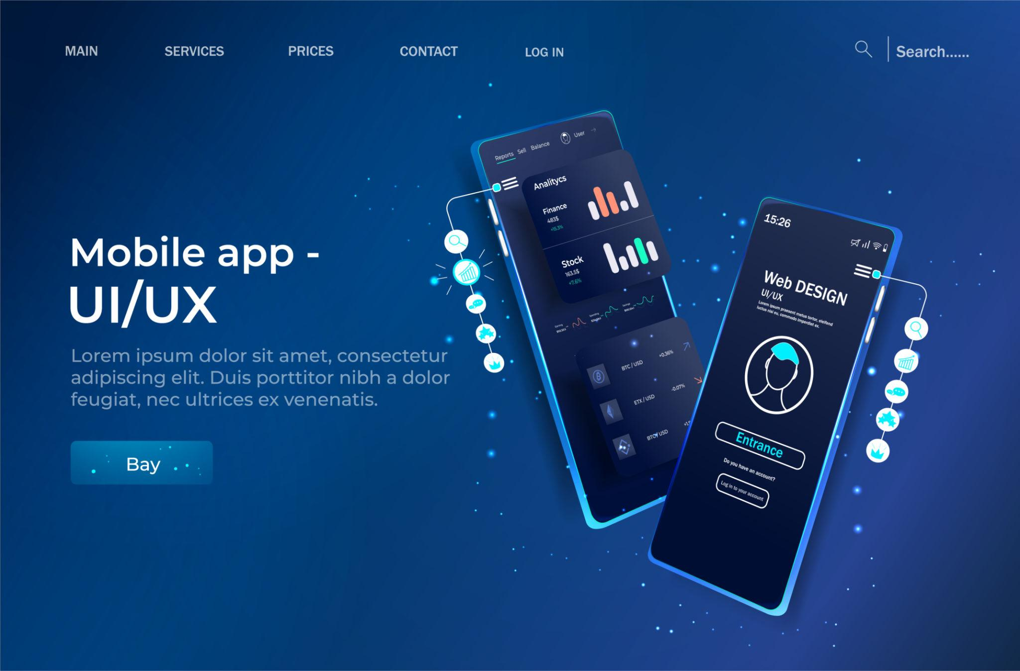 Mobile app UI UX design project screens