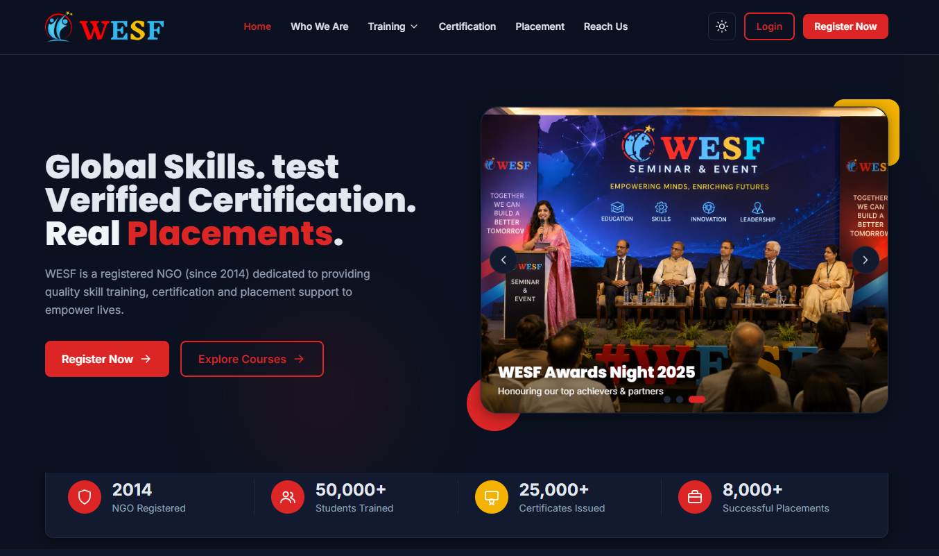 WESF NGO website & application development