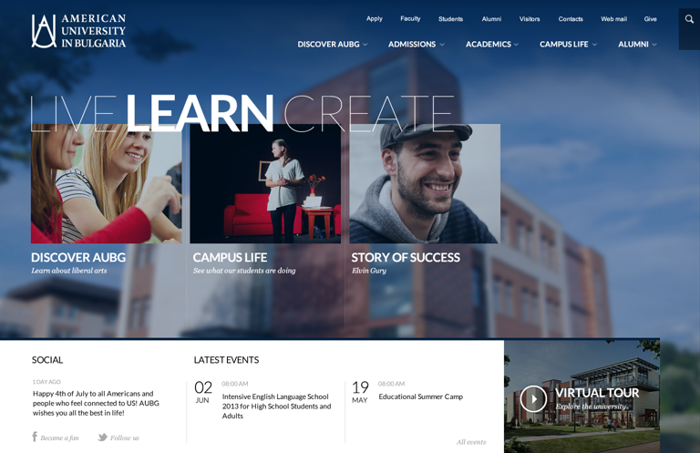 american university in bulgaria University Website Design & Frontend Development